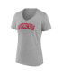 ფოტო #3 პროდუქტის Women's Heather Gray Wisconsin Badgers Basic Arch V-Neck T-shirt
