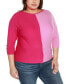 Фото #3 товара Plus Size Colorblock 3/4-Sleeve Dolman Sweater