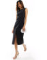 Фото #4 товара Abercrombie & Fitch denim midi dress in washed black