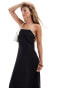 Фото #1 товара ASOS DESIGN linen blend contrast strap maxi dress in black