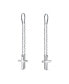 ფოტო #2 პროდუქტის Minimalist Light Weight Linear Long Religious Chain Dangle Spiritual Religious Cross Threader Earrings Sterling Silver Stabilizing U Wire Hook SM