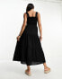 Esmee Exclusive shirred waist maxi summer dress in black Черный, 38 - фото #2