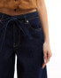 Stradivarius balloon jean in dark wash Голубой, 34 - фото #5