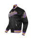 Men's Black Los Angeles Lakers Script Tail Full-Snap Satin Varsity Jacket