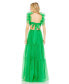 Фото #2 товара Women's Ruffled Shoulder Cut Out Soft Tie Back Tiered Gown