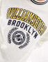 Abercrombie & Fitch Williamsburg oversized varsity sweatshirt with embroidery in white