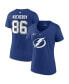 Фото #1 товара Women's Nikita Kucherov Blue Tampa Bay Lightning 2022 Stanley Cup Final Authentic Stack Name and Number V-Neck T-shirt