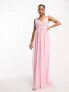 TFNC Bridesmaid lace back maxi dress in pale pink