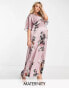 Hope & Ivy Maternity kimono sleeve satin maxi dress in mauve UK 8 - фото #2