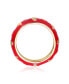 ფოტო #2 პროდუქტის Kids Sterling Silver 14k Gold Plated Enamel Heart Stacking Band Ring