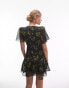 Topshop twist mini tea dress in black and yellow floral