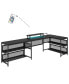 U-Shaped Desk With Shelve And LED Lights