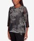 ფოტო #4 პროდუქტის Women's Opposites Attract Floral Mesh Stripe Top