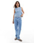 Фото #1 товара ASOS DESIGN 90s straight scallop edge jeans in mid blue