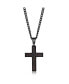 Men's Stainless Steel Black & Rose Gold Lined Cross