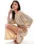 Фото #2 товара TFNC sequin kimono top maxi dress in gold