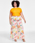 Фото #1 товара Trendy Plus Size Printed Pull-On Wide-Leg Pants, Created for Macy's