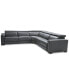 Фото #11 товара Nevio 5-Pc. Leather "L" Shaped Sectional with 2 Power Recliners with Articulating Headrests, Created for Macy's