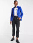 Noak skinny cotton velvet dinner jacket in blue