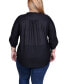 ფოტო #2 პროდუქტის Plus Size 3/4 Sleeve Roll Tab Y Neck Top