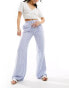 Фото #1 товара Stradivarius STR linen look pull on trouser in blue stripe