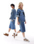 Фото #3 товара Reclaimed Vintage unisex denim western jacket co-ord in blue wash