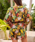 Women's Tropical Leaf Surplice Wide Leg Romper