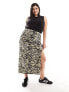 Фото #1 товара Noisy May Curve adjustable rushed midi skirt in beige zabra print