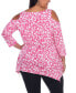 ფოტო #2 პროდუქტის Plus Size Leopard Cold Shoulder Tunic Top