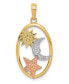 ფოტო #1 პროდუქტის Sun, Moon and Star Oval Pendant in 14k Yellow, Rose Gold and Rhodium