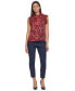 Women's Paisley-Print Tie-Neck Ruffle Top