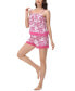 Women's Printed Lace Babydoll Tank with the Shorts 2 Pc. Pajama Set