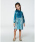 Big Girls Bi-Material Long Sleeve Dress Blue Frost