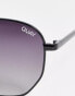 Quay Big Time round sunglasses with polarised lens in black