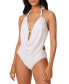 Фото #1 товара Bar Iii Womens olid Cowlneck One-Piece Swimsuit White Size L