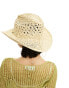 Фото #4 товара My Accessories adjustable straw cowboy hat with shell trim in beige