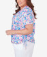 ფოტო #3 პროდუქტის Plus Size Paradise Island Geometric Top with Braided Neckline