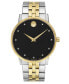 ფოტო #8 პროდუქტის Men's Swiss Museum Classic Diamond-Accent Two-Tone PVD Stainless Steel Bracelet Watch 40mm