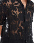 Фото #3 товара ASOS DESIGN oversized revere shirt in floral burn out in black