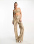 Фото #4 товара Kaiia sequin cropped cami bralette top co-ord in gold