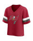 ფოტო #2 პროდუქტის Women's Red Tampa Bay Buccaneers Established Jersey Cropped V-Neck T-shirt