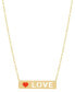 ფოტო #1 პროდუქტის Red Enamel Heart & Cut-Out LOVE Bar Pendant Necklace in 14k Gold, 17" + 1" extender