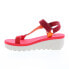 Фото #3 товара Fly London Yefa YEFA726FLY-005 Womens Red Leather Wedges Sandals Shoes 41