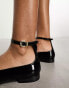 Walk London Bella ankle strap ballerina in black leather