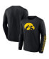 ფოტო #2 პროდუქტის Men's Black Iowa Hawkeyes Double Time 2-Hit Long Sleeve T-shirt