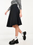 ASOS DESIGN knee length pleated midi skirt in black