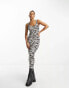 Фото #4 товара Miss Selfridge twist back scoop midi dress in zebra print
