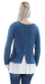 Kensie Women's Knit Contrast Trim Ribbed Long Sleeve Pullover Sweater Blue XS