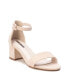 Women's Block Heel Suede Sandals GO By Beige