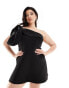 Фото #2 товара ASOS DESIGN Curve scuba oversized corsage detail mini dress in black